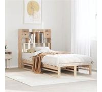 vidaXL Lit bibliothèque sans matelas 90x190 cm bois de pin massif 3323977 Marron