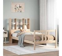 vidaXL Lit bibliothèque sans matelas 90x190 cm bois de pin massif, lit, meuble de chambre à coucher, lit avec rangement 3322301 Beige