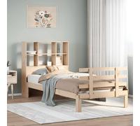 vidaXL Lit en bois massif avec étagère sans matelas 90x200 cm pin
