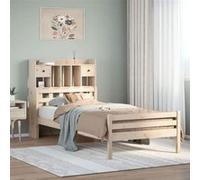 vidaXL Lit bibliothèque sans matelas 90x200 cm bois de pin massif 3322257 Beige