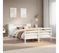 vidaXL Lit en bois massif avec étagère sans matelas blanc 120x190 cm pin