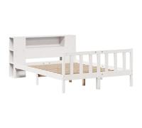 vidaXL Lit bibliothèque sans Matelas Blanc 120x190 cm Bois pin Massif, lit, Meuble de Chambre à Coucher, lit avec Rangement, lit Double, lit en Bois