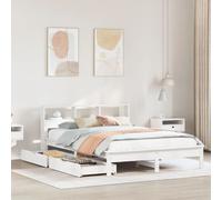 vidaXL Lit bibliothèque sans matelas blanc 135x190 cm bois pin massif