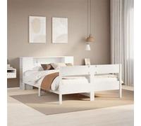 Lit bibliothèque sans matelas blanc 135x190 cm bois pin massif 3322958