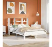 vidaXL Lit bibliothèque sans Matelas Blanc 140x190 cm Bois pin Massif
