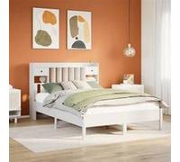 vidaXL Lit bibliothèque sans matelas blanc 140x190 cm bois pin massif 3322922 Blanc