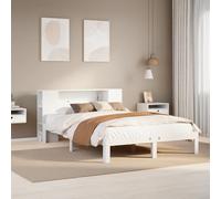 vidaXL Lit bibliothèque sans matelas blanc 140x190 cm bois pin massif Blanc