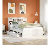 Vidaxl Lit Bibliothèque Sans Matelas Blanc 140x190 Cm Bois Pin Massif Blanc