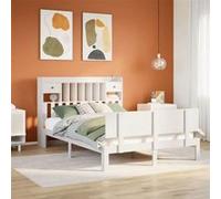 vidaXL Lit bibliothèque sans matelas blanc 140x200 cm bois pin massif 3322693 Blanc