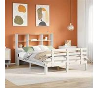 vidaXL Lit bibliothèque sans matelas blanc 140x200 cm bois pin massif 3322758 Blanc