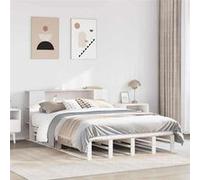 Lit bibliothèque sans matelas blanc 150x200 cm bois massif, lit, meuble de chambre à coucher, lit avec rangement, lit 3323879