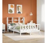 vidaXL Lit bibliothèque sans matelas blanc 160x200 cm bois pin massif 3321709 Blanc G