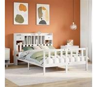 vidaXL Lit bibliothèque sans matelas blanc 160x200 cm bois pin massif, lit, meuble de chambre à coucher, lit avec rangement, 3321748 Blanc