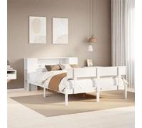 vidaXL Lit bibliothèque sans matelas blanc 160x200 cm bois pin massif, lit, meuble de chambre à coucher, lit avec rangement, 3321779 Blanc