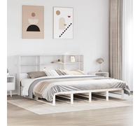 Vidaxl Lit Bibliothèque Sans Matelas Blanc 180x200 Cm Bois Massif Blanc