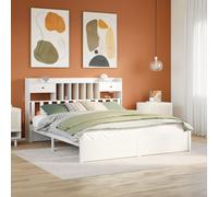 Vidaxl Lit Bibliothèque Sans Matelas Blanc 180x200 Cm Bois Pin Massif Blanc