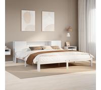 Vidaxl Lit Bibliothèque Sans Matelas Blanc 200x200 Cm Bois Pin Massif Blanc