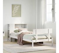 Vidaxl Lit Bibliothèque Sans Matelas Blanc 75x190cm Bois De Pin Massif Blanc