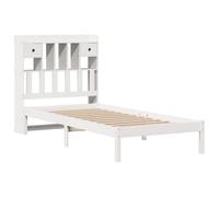 vidaXL Lit bibliothèque sans Matelas Blanc 75x190cm Bois de pin Massif, lit, Meuble de Chambre à Coucher, lit avec Rangement, lit Simple, lit en Bois
