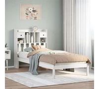vidaXL Lit bibliothèque sans matelas blanc 75x190cm bois de pin massif, lit, meuble de chambre à coucher, lit avec 3321611 Blanc