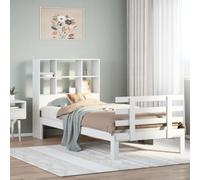 vidaXL Lit en bois massif avec étagère sans matelas blanc 90x190 cm pin