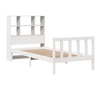 Vidaxl Lit Bibliothèque Sans Matelas Blanc 90x190cm Bois De Pin Massif Blanc