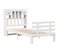vidaXL Lit bibliothèque sans Matelas Blanc 90x190cm Bois de pin Massif