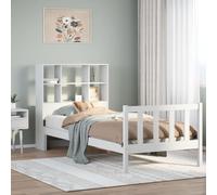 vidaXL Lit bibliothèque sans Matelas Blanc 90x190cm Bois de pin Massif