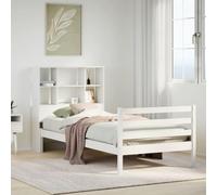 Vidaxl Lit Bibliothèque Sans Matelas Blanc 90x190cm Bois De Pin Massif Blanc