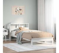 vidaXL Lit bibliothèque sans Matelas Blanc 90x190cm Bois de pin Massif, lit, Meuble de Chambre à Coucher, lit avec Rangement, lit Simple, lit en Bois