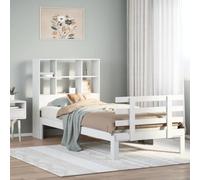 vidaXL Lit bibliothèque sans Matelas Blanc 90x200cm Bois de pin Massif