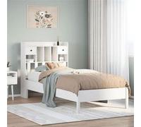 Vidaxl Lit Bibliothèque Sans Matelas Blanc 90x200cm Bois De Pin Massif Blanc