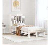 vidaXL Lit bibliothèque sans matelas blanc 90x200cm bois de pin massif Blanc G