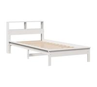 vidaXL Lit bibliothèque sans Matelas Blanc 90x200cm Bois de pin Massif, lit, Meuble de Chambre à Coucher, lit avec Rangement, lit Simple, lit en Bois