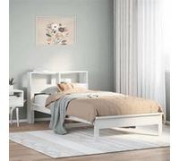 vidaXL Lit bibliothèque 90x200 cm Bois de pin massif Blanc – Sans matelas