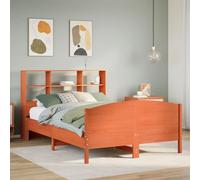 vidaXL Lit bibliothèque sans matelas cire marron 120x190cm pin massif