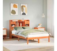 vidaXL Lit bibliothèque sans matelas cire marron 135x190 cm pin massif