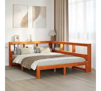 Vidaxl Lit Bibliothèque Sans Matelas Cire Marron 135x190 Cm Pin Massif Marron