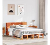 vidaXL Lit bibliothèque sans matelas cire marron 135x190cm bois massif