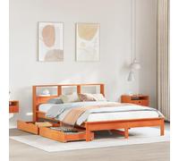 Vidaxl Lit Bibliothèque Sans Matelas Cire Marron 140x190 Cm Pin Massif Marron