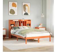 vidaXL Lit bibliothèque sans matelas cire marron 140x190 cm pin massif, lit, meuble de chambre à coucher, lit avec 3321640