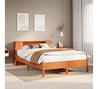 vidaXL Lit bibliothèque sans matelas cire marron 140x190 cm pin massif, lit, meuble de chambre à coucher, lit avec 3322839 Marron G