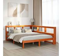 vidaXL Lit bibliothèque sans Matelas Cire Marron 140x190 cm pin Massif, lit, Meuble de Chambre, lit en Bois Massif, lit Double, lit en Bois