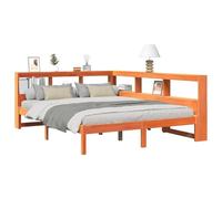 vidaXL Lit bibliothèque sans Matelas Cire Marron 140x190 cm pin Massif, lit, Meuble de Chambre, lit en Bois Massif, lit Double, lit en Bois