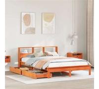 Vidaxl Lit Bibliothèque Sans Matelas Cire Marron 140x190 Cm Pin Massif Marron