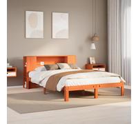 Vidaxl Lit Bibliothèque Sans Matelas Cire Marron 140x200 Cm Pin Massif Marron