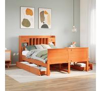 vidaXL Lit bibliothèque sans matelas cire marron 140x200 cm pin massif
