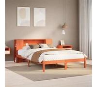 vidaXL Lit bibliothèque sans matelas cire marron 140x200 cm pin massif, lit, meuble de chambre à coucher, lit avec 3321554 Marron G