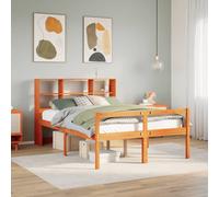vidaXL Lit bibliothèque sans matelas cire marron 140x200cm bois massif