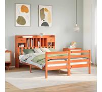 vidaXL Lit bibliothèque sans matelas cire marron 150x200 cm pin massif